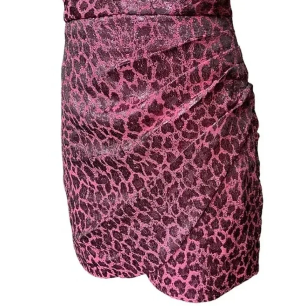 Ramy Brooke Linda One Shoulder Mini Dress in Pink Animal Print XS NWT $525 - Picture 6 of 11